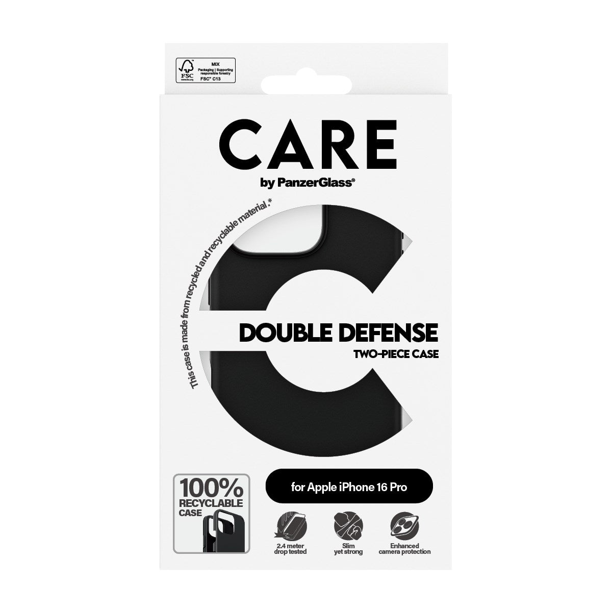 CARE by PanzerGlass® Feature Case Double Defense Black iPhone 16 Pro